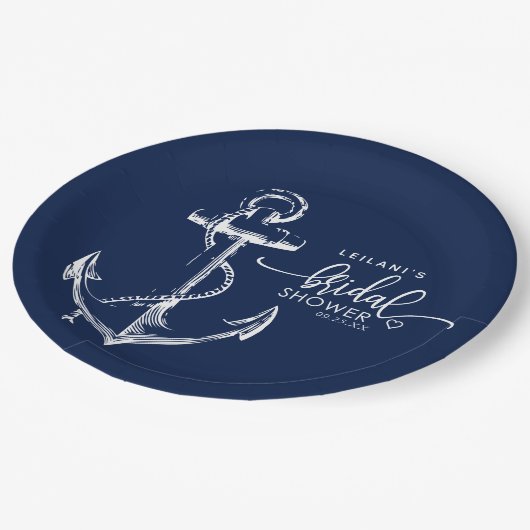 Nautical Anchor Vrijgezellenfeest Navy Papieren Bordje (Gekanteld)