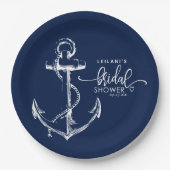 Nautical Anchor Vrijgezellenfeest Navy Papieren Bordje (Voorkant)