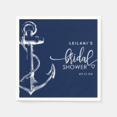 Nautical Anchor Vrijgezellenfeest Navy Servet (Voorkant)