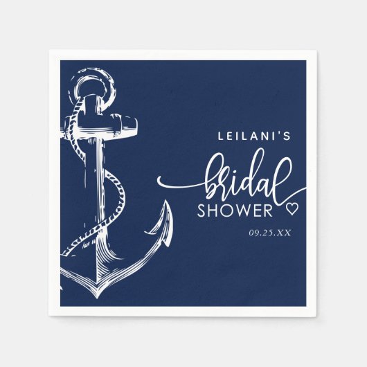Nautical Anchor Vrijgezellenfeest Navy Servet (Voorkant)