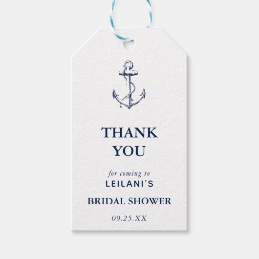 Nautical Anchor Vrijgezellenfeest White Bedankt Cadeaulabel (Voorkant)
