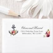 Nautical Anchor Waterverf Floral Knot Etiket (Insitu)