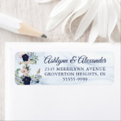 Nautical Anchor Waterverf Floral Navy Wedding Etiket (Insitu)