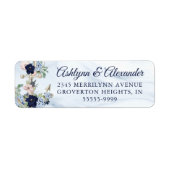 Nautical Anchor Waterverf Floral Navy Wedding Etiket (Voorkant)