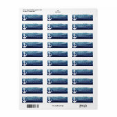 Nautical Anchor Waterverf Navy Blue Waves Etiket (Full Sheet)