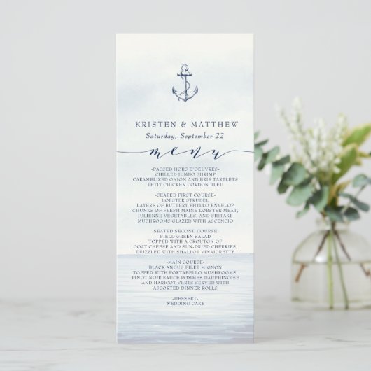 Nautical Anchor Waterverf Ocean Menu (Staand voorkant)