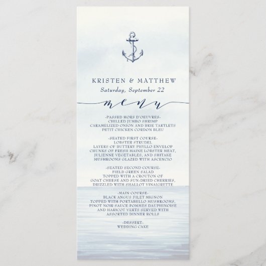 Nautical Anchor Waterverf Ocean Menu (Voorkant)
