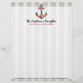 Nautical Anchor Waterverf Rozen Beach Boutique Custom Briefhoofd