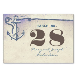 Nautical Anchor Weddenbank Number Card Kaart