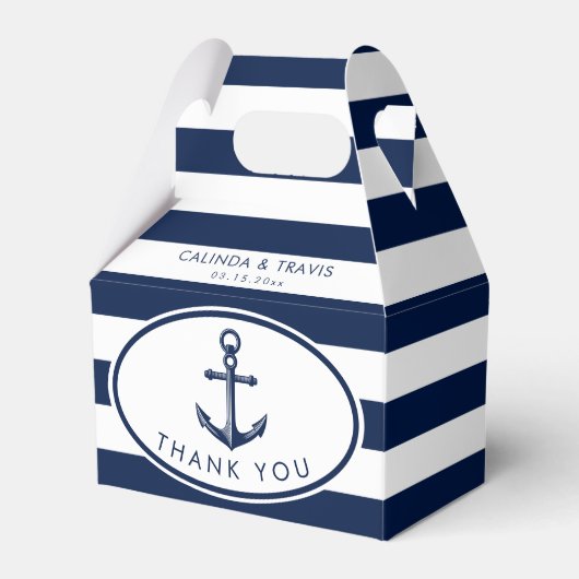 Nautical Anchor Wedding Bedankdoosjes (Voorkant Zijde)