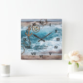 Nautical Anchor Wedding Clock Vierkante Klok (Huis)