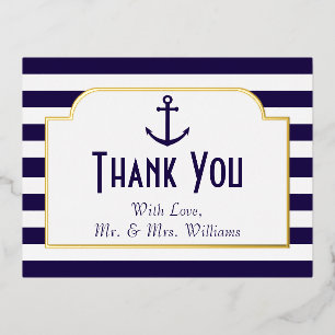 Nautical Anchor Wedding Dankuwel Folie Uitnodiging Briefkaart
