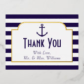 Nautical Anchor Wedding Dankuwel Folie Uitnodiging Briefkaart (Voorkant)