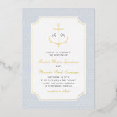 Nautical Anchor Wedding Folie Uitnodiging (Voorkant)