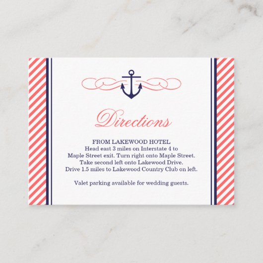 Nautical Anchor Wedding Insert Kaart bij zeemacht  (Voorkant)