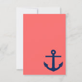 Nautical Anchor Wedding Invitation Enclosure Coral Kaart (Achterkant)