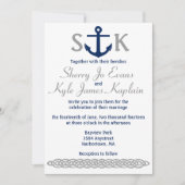 Nautical Anchor Wedding Invitation Navy and Grey Kaart (Voorkant)