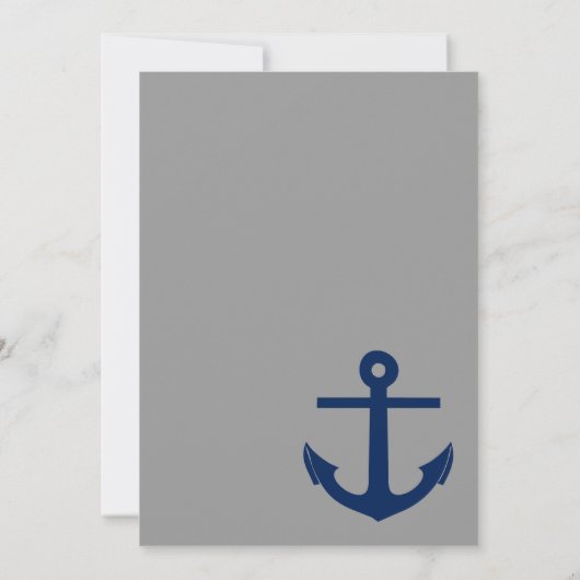Nautical Anchor Wedding Invitation Navy and Grey Kaart (Achterkant)
