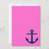 Nautical Anchor Wedding Invitation Navy and Pink Kaart (Achterkant)