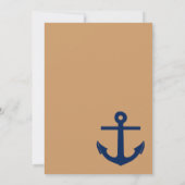 Nautical Anchor Wedding Invitation Navy and Tan Kaart (Achterkant)