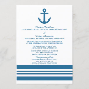 Nautical Anchor Wedding Invite Kaart