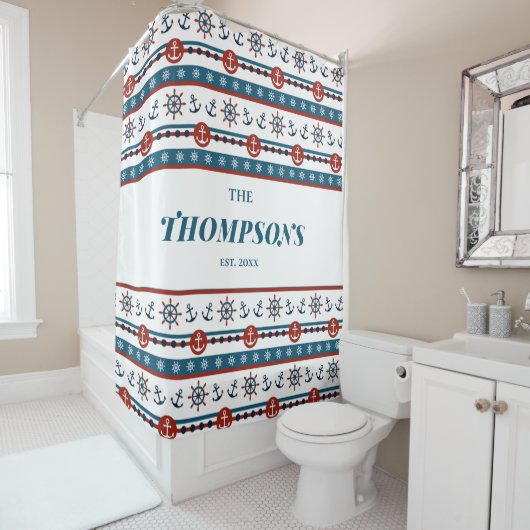 Nautical Anchor Wedding Jubileum Gift Idea Douchegordijn (In situ)