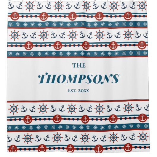 Nautical Anchor Wedding Jubileum Gift Idea Douchegordijn (Voorkant)