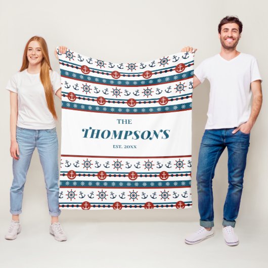 Nautical Anchor Wedding Jubileum Gift Idea Fleece Deken (In situ)