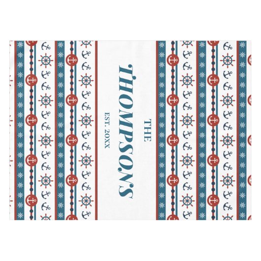 Nautical Anchor Wedding Jubileum Gift Idea Tafelkleed (Voorkant (Horizontaal))