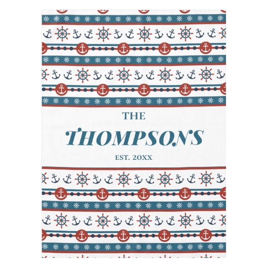 Nautical Anchor Wedding Jubileum Gift Idea Tafelkleed (Voorkant)