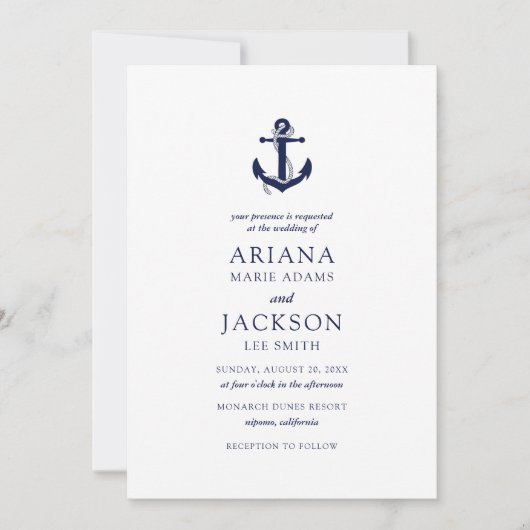 Nautical Anchor Wedding Kaart (Voorkant)