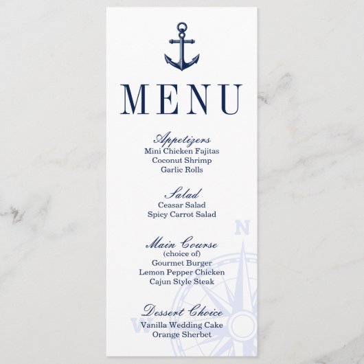 Nautical Anchor Wedding Menu (Voorkant)