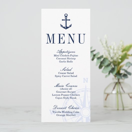 Nautical Anchor Wedding Menu (Staand voorkant)