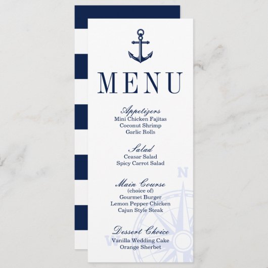 Nautical Anchor Wedding Menu (Voorkant / Achterkant)
