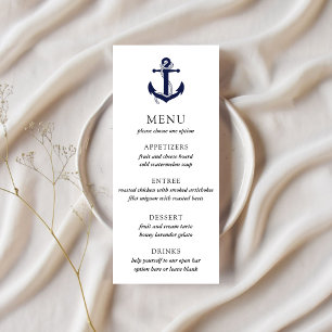 Nautical Anchor Wedding Menu