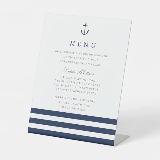 Nautical Anchor Wedding Menu Sign Reclamebord Met Voetstuk (Voorkant)