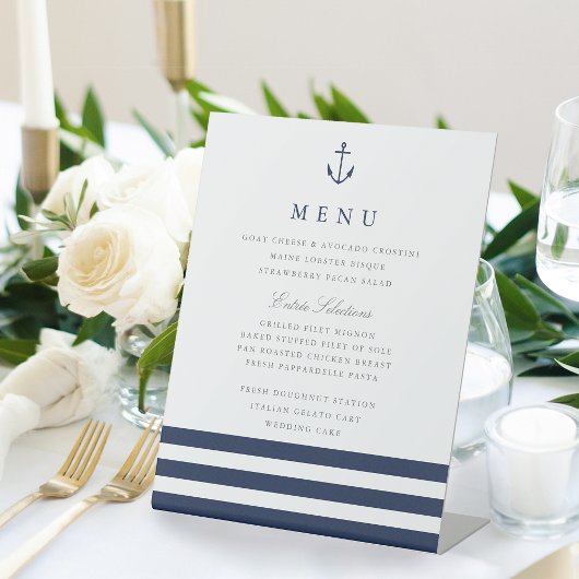 Nautical Anchor Wedding Menu Sign Reclamebord Met Voetstuk