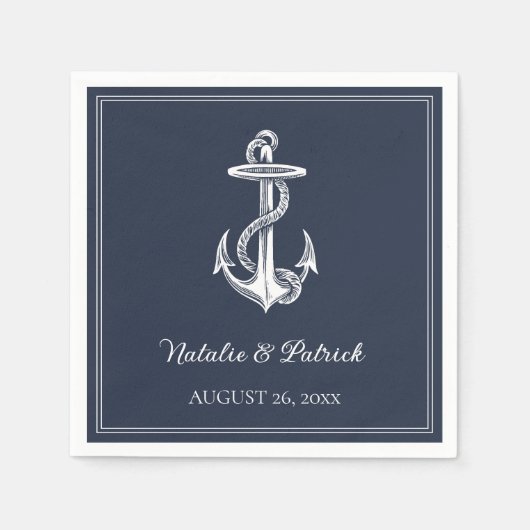 Nautical Anchor Wedding Paper Napkins Servet (Voorkant)