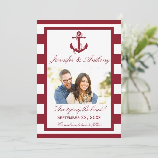 Nautical Anchor Wedding Photo Save the Date (Staand voorkant)