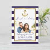 Nautical Anchor Wedding Photo Save the Date (Staand voorkant)
