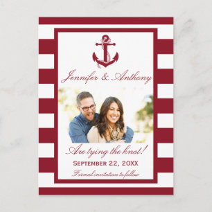 Nautical Anchor Wedding Photo Save the Date Aankondigingskaart