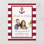 Nautical Anchor Wedding Photo Save the Date Aankondigingskaart (Voorkant)