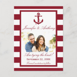 Nautical Anchor Wedding Photo Save the Date Aankondigingskaart
