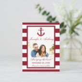 Nautical Anchor Wedding Photo Save the Date Aankondigingskaart (Staand voorkant)