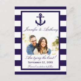 Nautical Anchor Wedding Photo Save the Date Aankondigingskaart