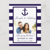 Nautical Anchor Wedding Photo Save the Date Aankondigingskaart (Voorkant)