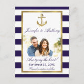 Nautical Anchor Wedding Photo Save the Date Aankondigingskaart (Voorkant)