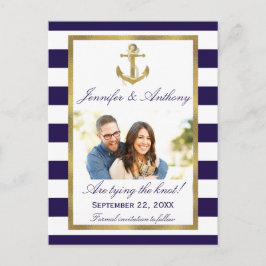 Nautical Anchor Wedding Photo Save the Date Aankondigingskaart