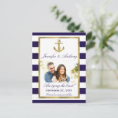 Nautical Anchor Wedding Photo Save the Date Aankondigingskaart (Staand voorkant)