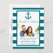 Nautical Anchor Wedding Photo Save the Date Aankondigingskaart (Voorkant / Achterkant)